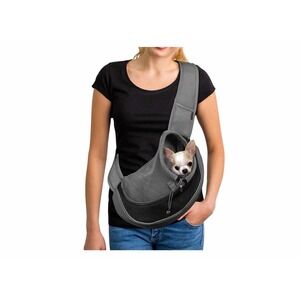 Yudodo Pet Animal Sling Carrier for Small Dog Cat  Gray Black Breathable Mesh